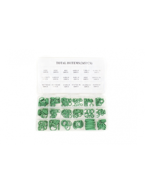 Набор уплотнительных колец 10019 (18 видов, 265шт) зеленые