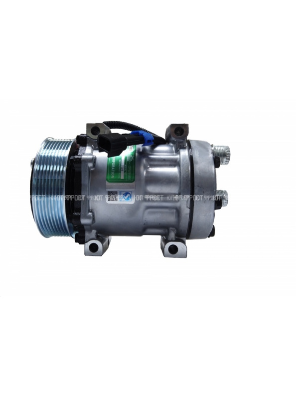 Компрессор кондиционера YF-7H15 PV8 12V (выходы горизонтальные, сквозное крепление) (Caterpillar)