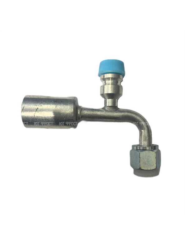 Фитинг G6 (8мм) 90⁰ O-RING R-134a CH гайка (метрич. резьба)со стаканом под толстост.шланг (алюминий)