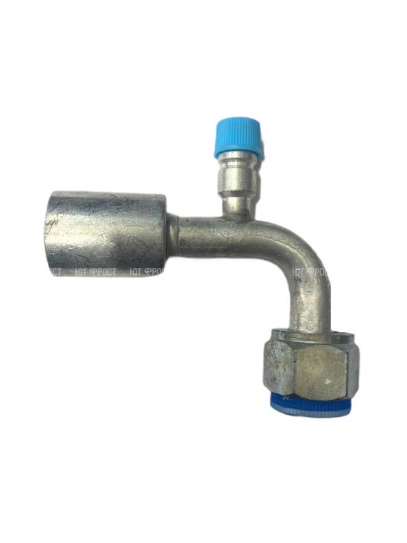 Фитинг G10 (13мм) 90⁰ O-RING R-134a CH гайка (метрич. резьба) со стаканом под тонк. шланг (алюминий)