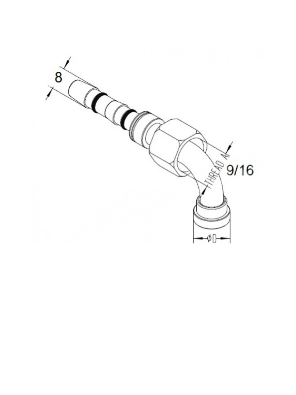 Фитинг #6-90 CARRIER 40-60289-01 PK3-90-8.2 гайка 11/16″ IDN 8.2 (3/8″) ORFS